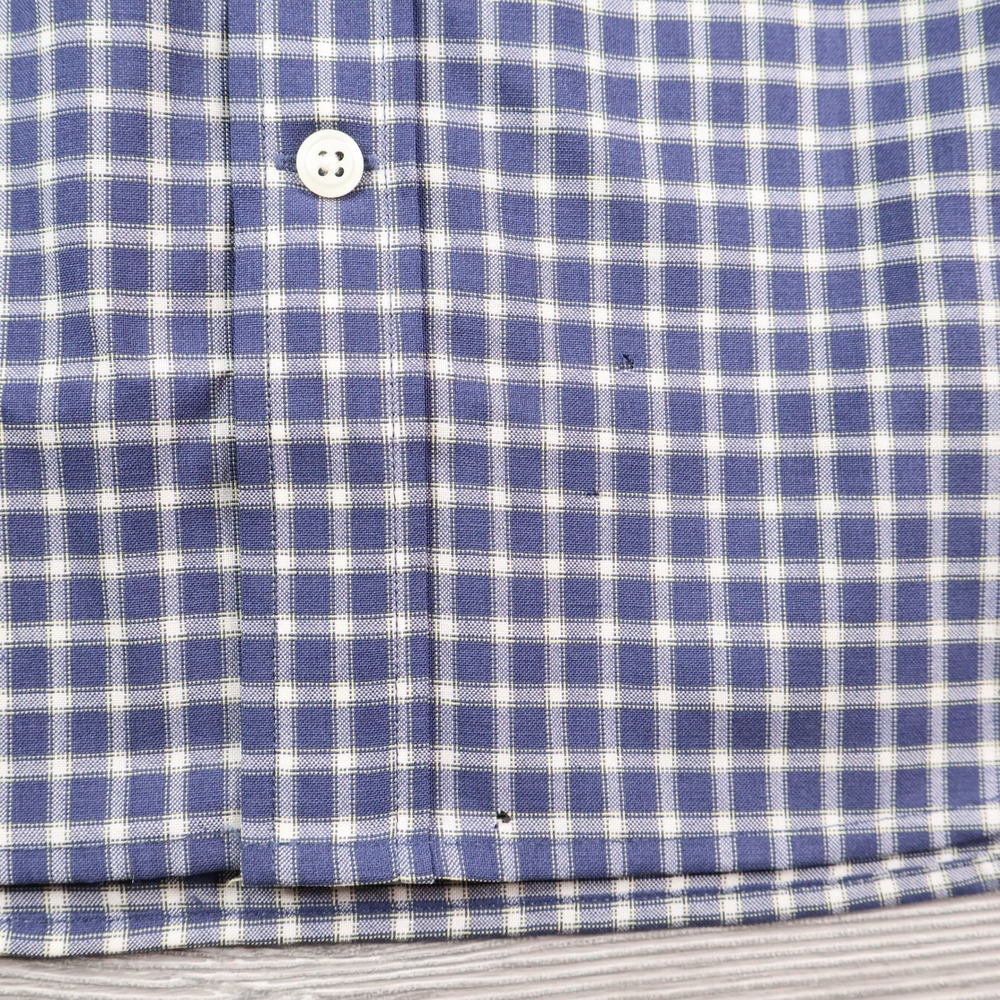 Wool & Prince Slim Merino Wool Gingham Shirt Men's M Blue White - Picture 4 of 11